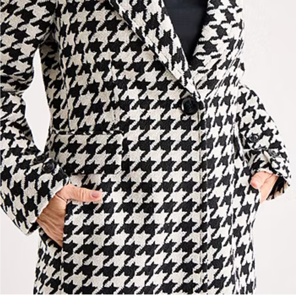 Talbots Black and White Houndstooth Women's  trench Coat - Picture 2 of 9